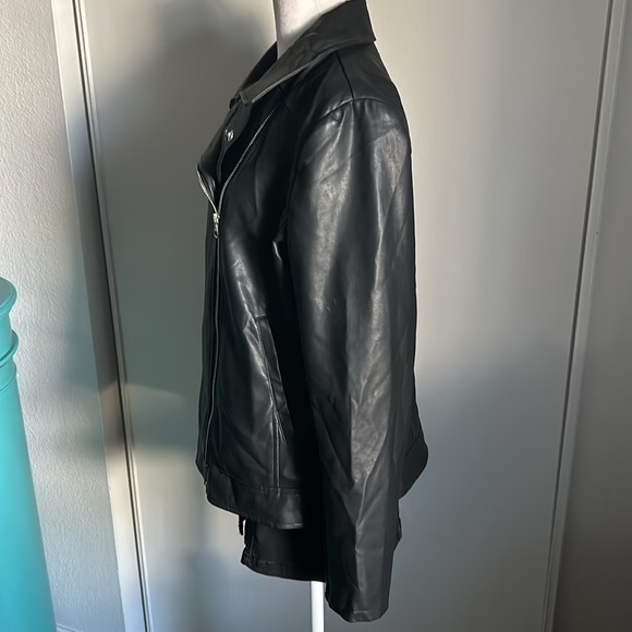 New a.n.a. New Concepts Women’s Vegan Leather Black Moto Jacket Biker Jacket - Picture 6 of 13